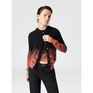 Missoni Buttoned Cashmere Cardigan in Black Space Dye IT 44 US 8